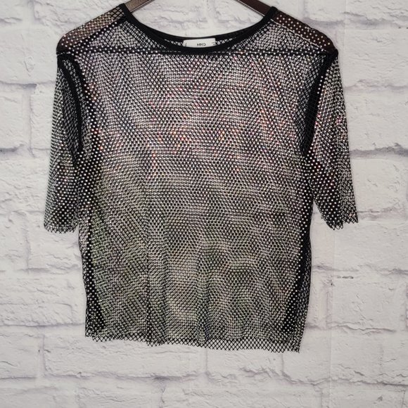 Rainbow Rhinestones Fishnet Party T-Shirt - Picture 3 of 4